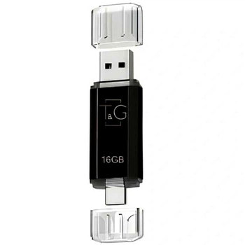 Флешка USB Flash Drive 16GB Type C Черный ABS пластик для хранения и переноса данных модель T&G 009