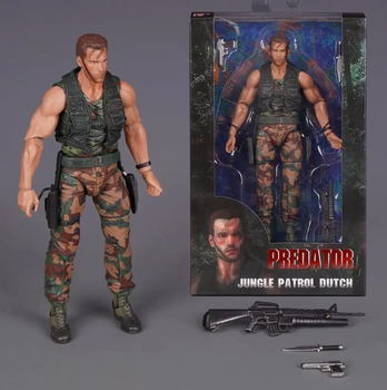 Фигурка Predator Jungle Patrol Dutch 18 см — Коллекционная игрушка-герой Хищник Датч Арнольд Шварценеггер в подарочной упаковке