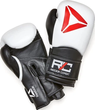 Боксерські рукавиці Reebok Combat Leather Boxing Gloves Чорний 10 унцій (RSCB-10010WH-10)