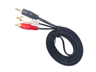 Аудио кабель с Mini jack 3.5 мм. на 2 шт. RCA / 1.5 метра / Черный