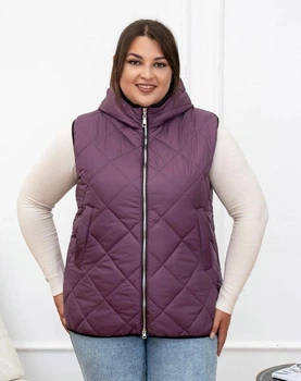 Женский теплый жилет с капюшоном удлиненный MODA 100095 68 Сливовый ( M - 100095/1 U )