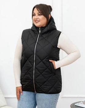 Женский теплый жилет с капюшоном удлиненный MODA 100095 50 Черный ( M - 100095/3 D )