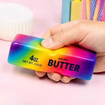 Іграшка антистрес сквіш Масло Веселка, 14 см (Squishy Butter)