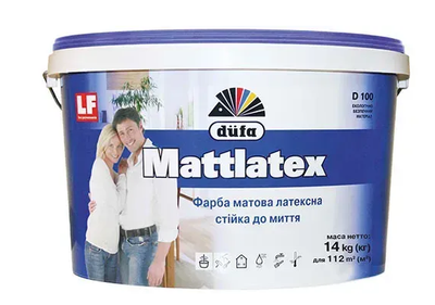 Краска Dufa Mattlatex D100 белая матовая, 14 кг