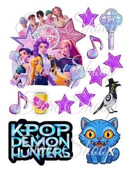 Декор на торт Кейпоп-охотницы на демонов KPop Demon Hunters вафельная бумага для торта съедобная печать на вафельной бумаге пищевая вафельная картинка А4 109261201