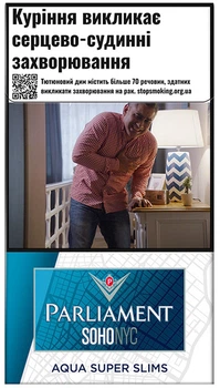 Блок сигарет Parliament Soho NYC Aqua Super Slims 100 BOX 20 SSL х 10 пачек (4823003217062)