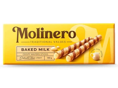 Вафельні трубочки MOLINERO 140г зі смаком Пряжене молоко
