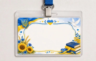 Бейджик на шею горизонтальный на шнурке "Украина"