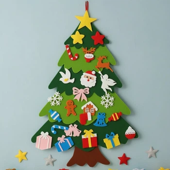 Детская елочка с игрушками из фетра на стену 95 х 70см Chrismas Free