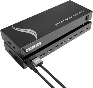 HDMI Сплиттер 1x8 4K Ultra HD — Разветвитель HDMI на 8 Мониторов и TV, HDR, EDID, PS5, Xbox, Проектор