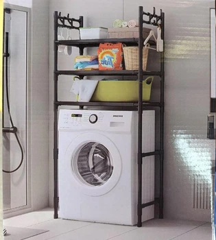 Стеллаж над стиральной машиной Laundry Rack 399 WR из стали и пластика 3 полки 169.2х63.5х26 см Черный