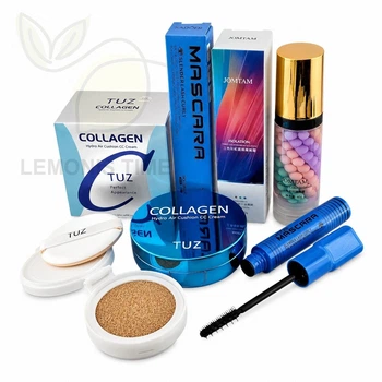 Набір декоративної косметики 3 в 1 (праймер Jomtam, кушон TUZ Collagen, туш Sadoer)