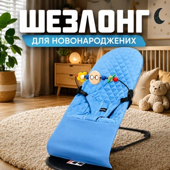Детский шезлонг укачивающий центр для новорожденных детей детское кресло качели голубой