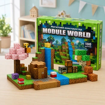 Магнитный конструктор Майнкрафт Module World, 100 деталей (Конструктор для детей)