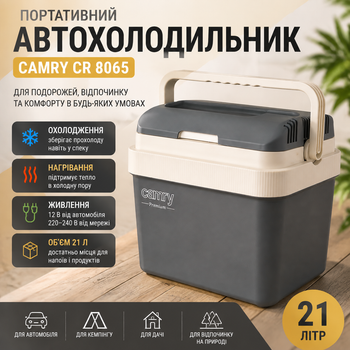Портативний холодильник CAMRY CR 8065 21 л, для автомобіля від прикурювача 12V та мережі 220V