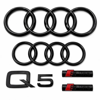 Емблеми набір AUDI (Ауді) Q5 (8R до 2019 285 мм, 202 мм Sline комплект чорний глянець капот багажник