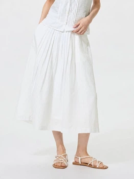 Спідниця міді літня жіноча Uniqlo 409014594 2XL Біла (1161938080)