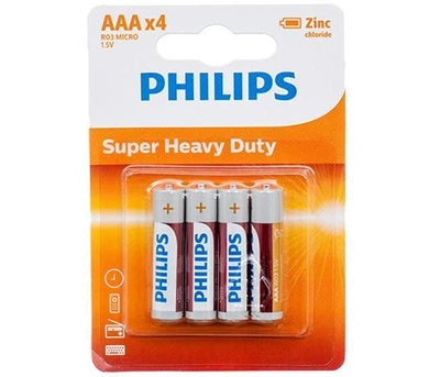 Батарейки Philips LR03A4B/10 AAA, 1,5 В, 4 шт., алкалінові, блістер