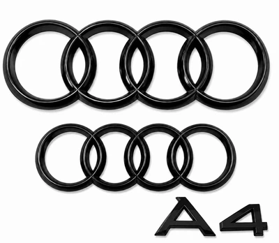 Емблеми набір AUDI (Ауді) A4 (B9) 273 мм 202 мм капот багажник комплект чорний глянець