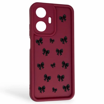 Чехол силиконовый Soft Touch с 3D принтом для Realme C55 бордовый (Полная защита камеры)