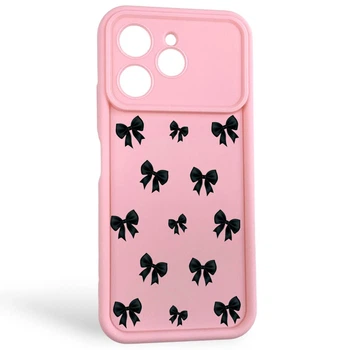 Чехол силиконовый Soft Touch с 3D принтом для Tecno Spark 40 розовый (Полная защита камеры)