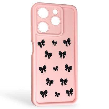 Чехол силиконовый Soft Touch с 3D принтом для TECNO Spark 10 Pro (KI7) розовый (Полная защита камеры, с точными вырезами под кнопки)
