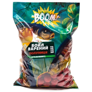 Бойли прикормочні варені Boom 20 mm 1 кг (полуниця)