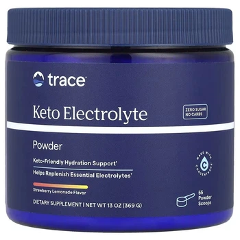 Електроліти-Кето, смак полуничного лимонаду, Keto Electrolyte Powder, Trace, 369 г