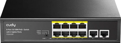 Комутатор Cudy , 8 портовий 10/100M PoE+ Switch with 2 Uplink Ports 120W (FS1010P)