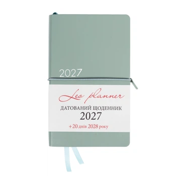 Щоденник діловий Leo Planner Glory 12х20 cм датований 2027 м‘який фісташковий 352 сторінки (252717)
