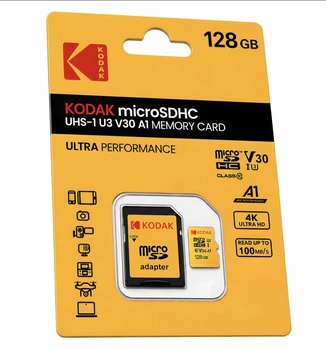Карта пам’яті Kodak microSDXC 128 ГБ UHS-I U3 V30 A1 Class 10 до 100 МБ/с з SD-адаптером