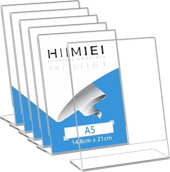 Подставка настольная HIIMIEI A5 Slant Table Stand L-образная с наклоном прозрачный акрил формат A5 для меню и рекламы в кафе рестораны офисы набор 6 шт