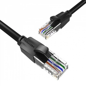 Патч-корд Flat Cat.6 UTP Patch Cable 1.5M Black Vention (IBJBG)