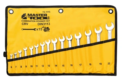 Ключі комбіновані MASTERTOOL COLD FORGED набір 15 шт (6–19/22 мм) 31CrV3 DIN 3113 у чохлі 72-1115