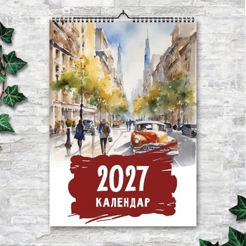 Календарь настенный перекидной 2027. Города. Акварель. 13 листов ENTERSTORE 42х29.7 см (ART 250192)