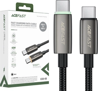 Интерфейсный кабель Acefast C23-03 60Wmax TypeC-TypeC 1.2m Black (45386)