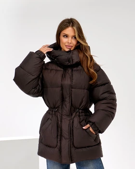 Зимовий жіночий пуховик Eva Classic ЕЛІС коричневий 52