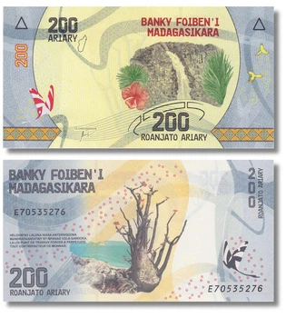 Банкнота 200 аріарі Мадагаскар 2017 рік UNC Підпис: Ален Ерве Расолофондрайбе
