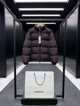 Мужская коричневая пуховая куртка Burberry со стойкой, гусиный пух 3XL