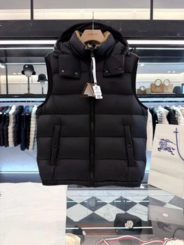 Мужская черная пуховая жилетка Burberry с капюшоном, гусиный пух 90% 3XL