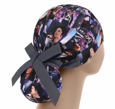 Медична шапочка жіноча PonyTopHat універсальна принт Michael Jackson one size