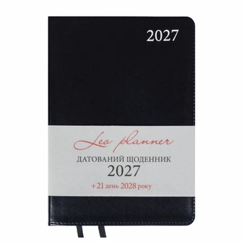 Ежедневник Leo Planner "Aldento" 2027 A5 184 листов м/обл срб/т черный с серебряным срезом (252732)