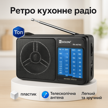 Радіоприймач з FM, AM, SW діапазонами Golon RX-A07