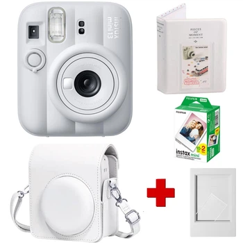 Набір камера Fujifilm Instax Mini 13 Clay White , Фотопапір 20шт, Чохол, Фотоальбом 64 фото Білий + в подарунок фоторамка (Подарункове пакування)