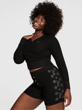 Пижама (топ + шорты) женская хлопковая Victoria's Secret 442339022 L Черная (1162145449)