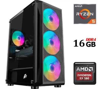 Игровой ПК Dtop Gaming R558 Tower / AMD Ryzen 5 5500 (6 (12) ядер по 3.6 - 4.2 GHz) / 16 GB DDR4 / 480 GB SSD / AMD Radeon RX 580, 8 GB GDDR5, 256-bit / 500W