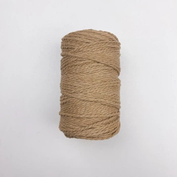 Шнур кручений для макраме бавовняний 2,5мм 100м двопрядний глиняний (2236100Г)