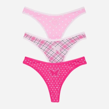 Набор трусиков танга женских хлопковых Victoria's Secret 426701675 2XL 3 шт Розовый микс (1162071757)