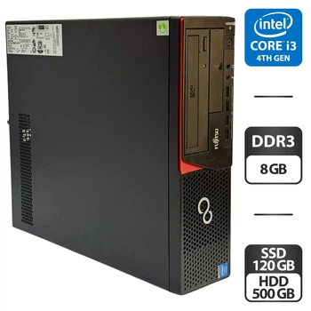 Компьютер Fujitsu Esprimo E720 E85 SFF / Intel Core i5-4440 (4 ядра по 3.1 - 3.3 GHz) / 8 GB DDR3 / 120 GB SSD + 500 GB HDD / Intel HD Graphics 4600 / DVD-ROM б/у