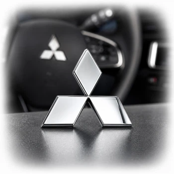 Емблема руля Mitsubishi хром 45мм пластик (на скотчі)